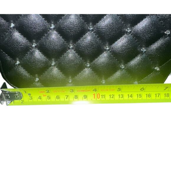 Rebecca Minkoff RM Studded Quilted Faux Leather Crossbody Bag Black Chain Strap - Picture 5 of 10